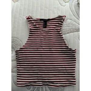 Forever 21 white red stripe crop top